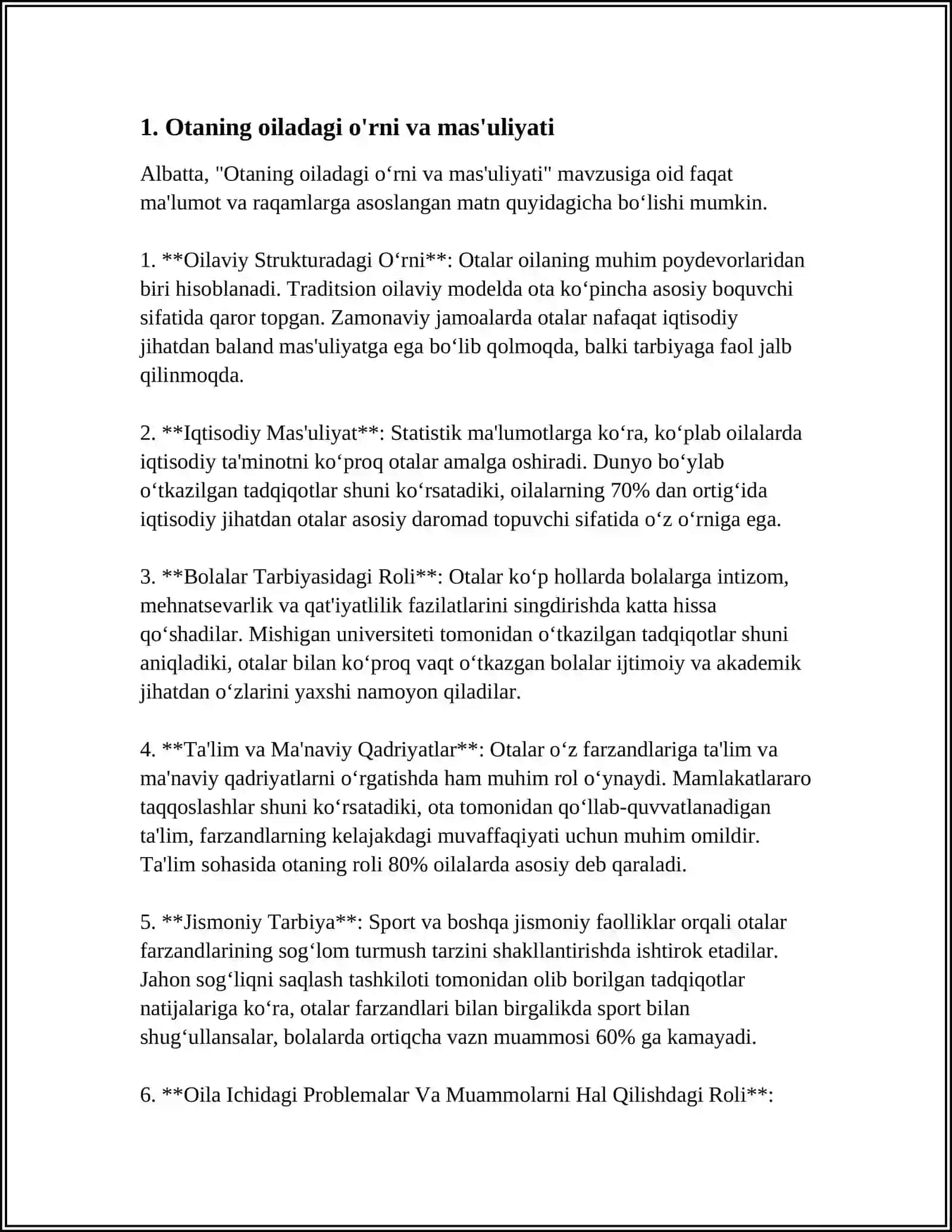 OILADA VA FARZAND TARBIYASIDA OTANING O'RNI 3