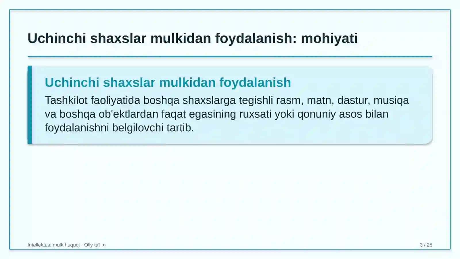 xususiy universitetlarda uchinchi shaxslar intellektual mulkidan foydalanishni tartibga solish 8194 3