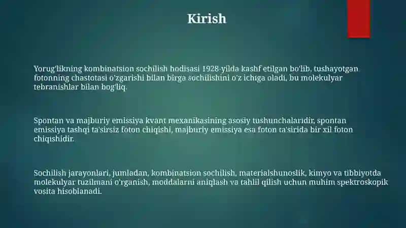 Yorug'likning kombinatsion sochilishi 3