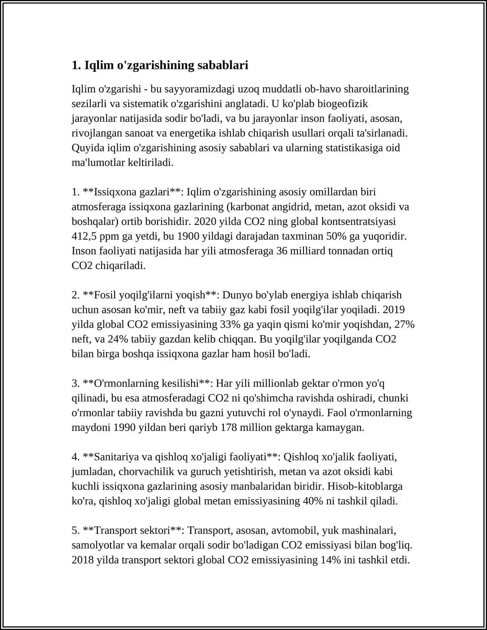 GLOBAL IQLIM OʻZGARISHI, UNING OQIBATLARI VA QARSHI KURASHISH CHORA TADBIRLARI 3