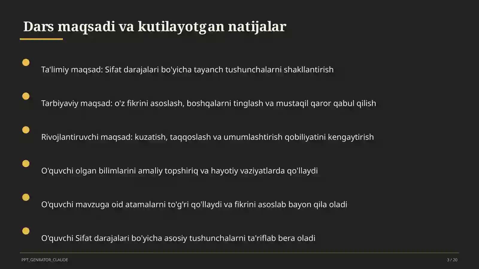 Sifat darajalari (6-sinf) 3