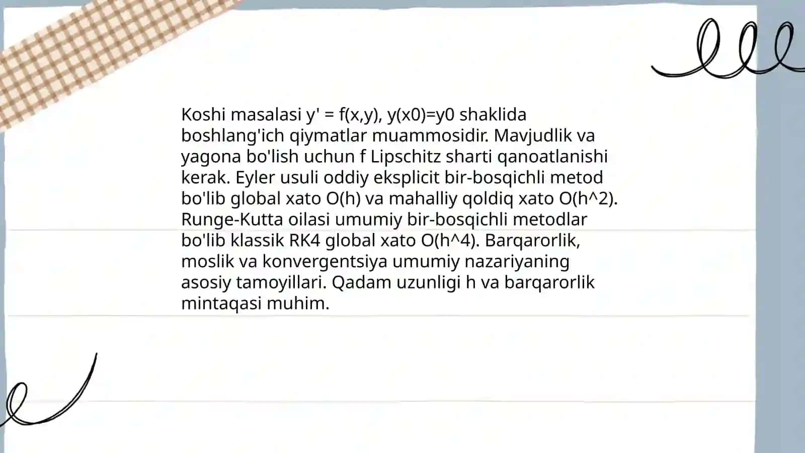 Koshi masalasini taqriban yechishning Eyler usuli va Runge-Kutta usuli 3