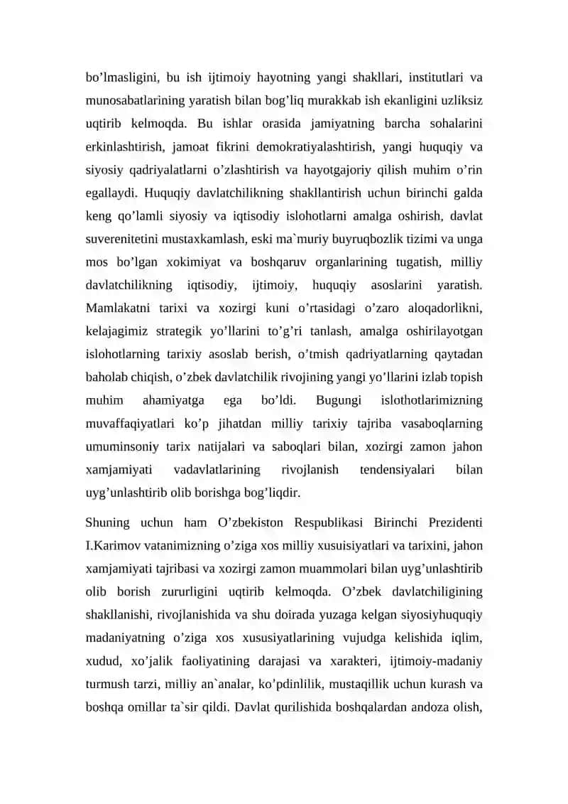 MUSTAQIL O`ZBEKISTON DAVLATIDA HUQUQIY DAVLAT G`OYALARINING SHAKLLANISHI VA JORIY ETILISHI 3