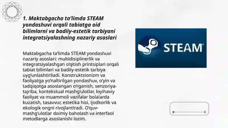 Maktabgacha ta’limda tabiatga oid bilimlar va badiiy-estetik tarbiyaning integratsiyasida STEAM ta’lim texnologiyasi 3