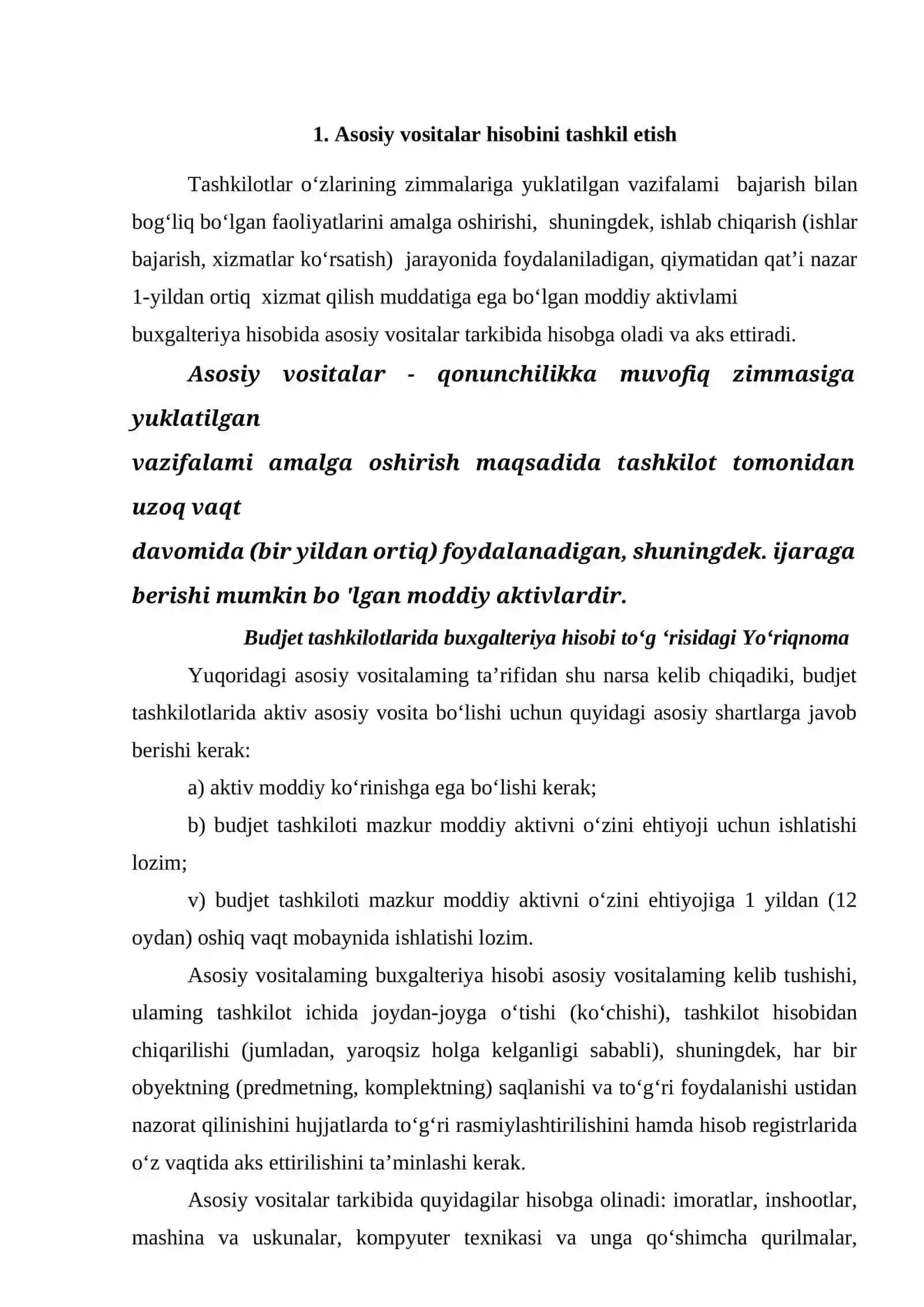 Budjet tashkilotlarida asosiy vositalar hisobini tashkil etish 3