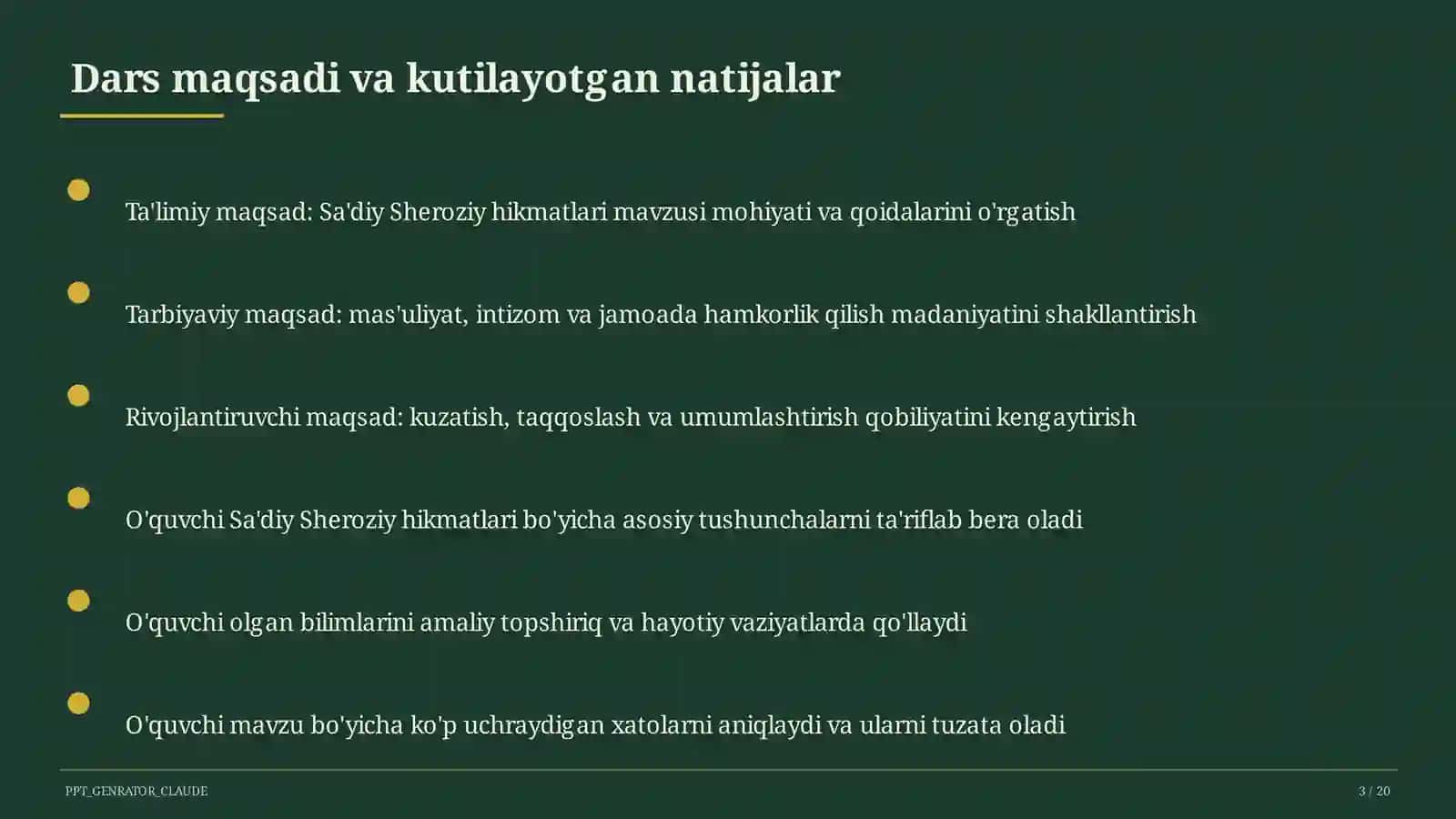 Sa'diy Sheroziy hikmatlari (6-sinf) 3