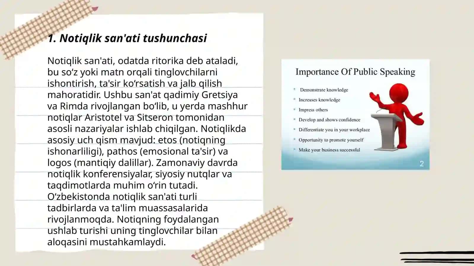 Notiqlik san'ati tushunchasi haqida. Notiqlik san'ati tarixi 3