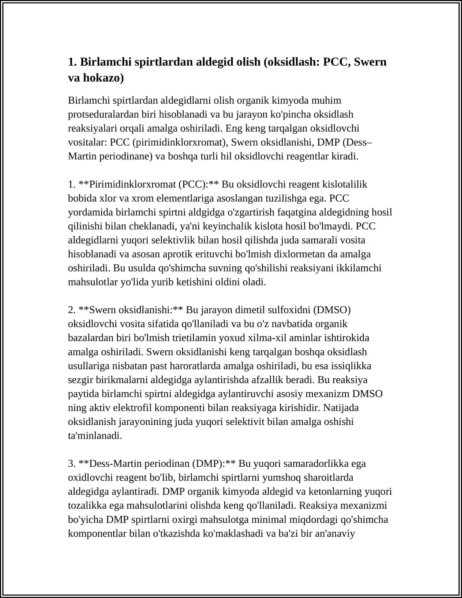 ALDEGID VA KETONLARNI OLINISH USULLARI.TOYINMAGAN ALDIGITLAR 3