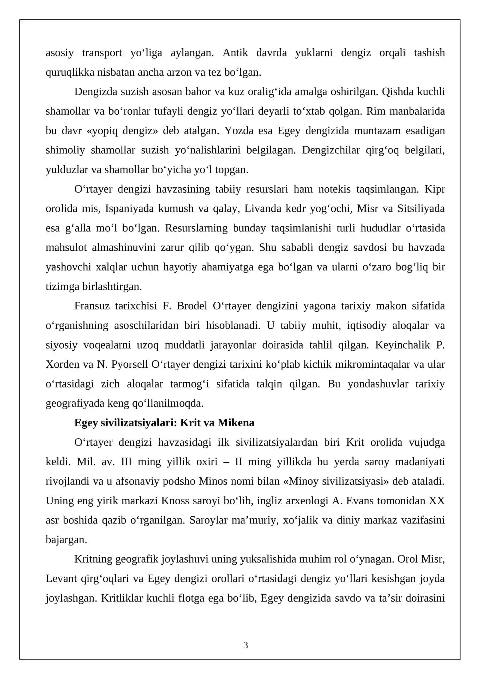 O‘rtayer dengizi sivilizatsiyalari davri tarixiy geografiyasi 3