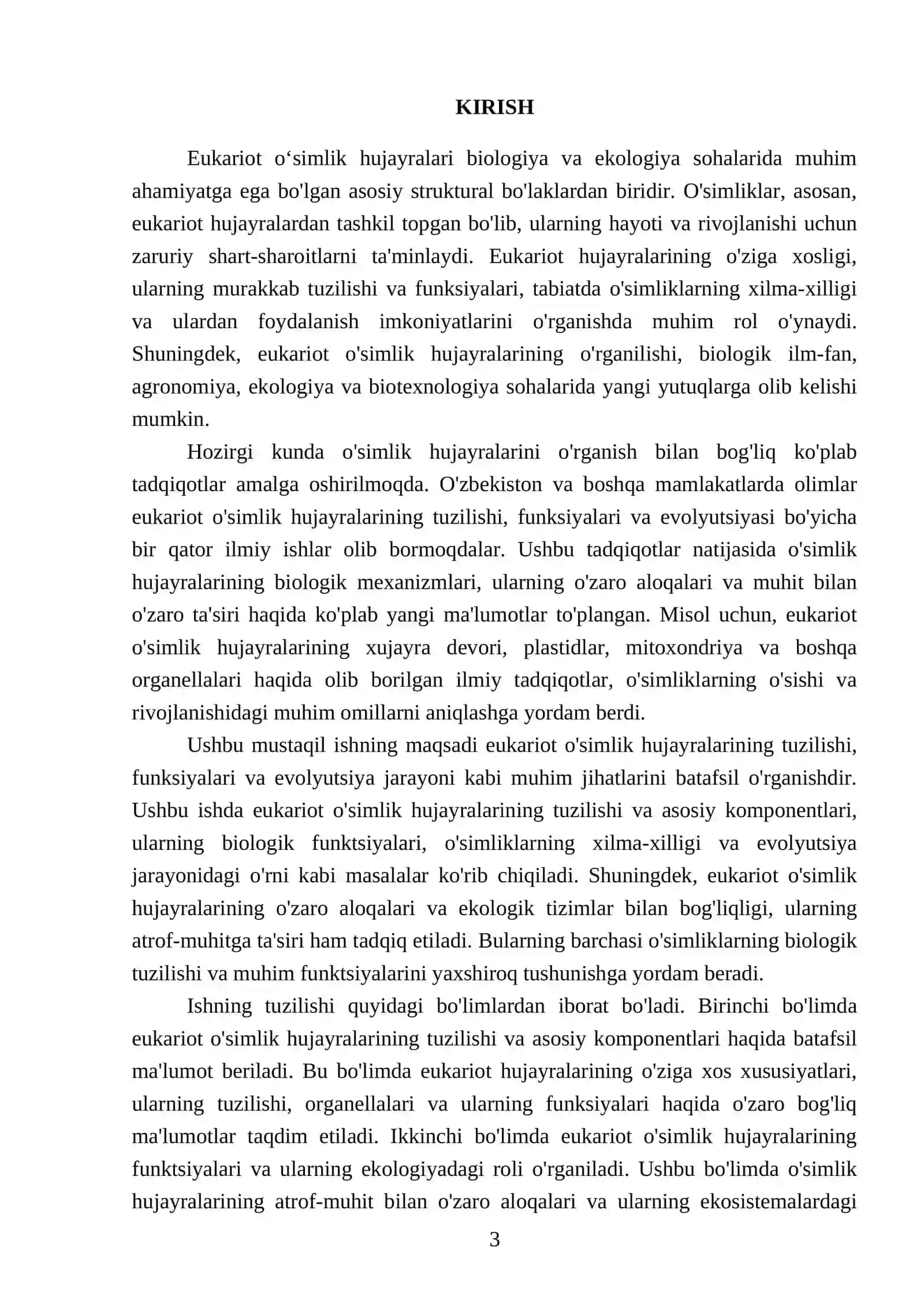 Eukariot oʻsimlik hujayralari 3