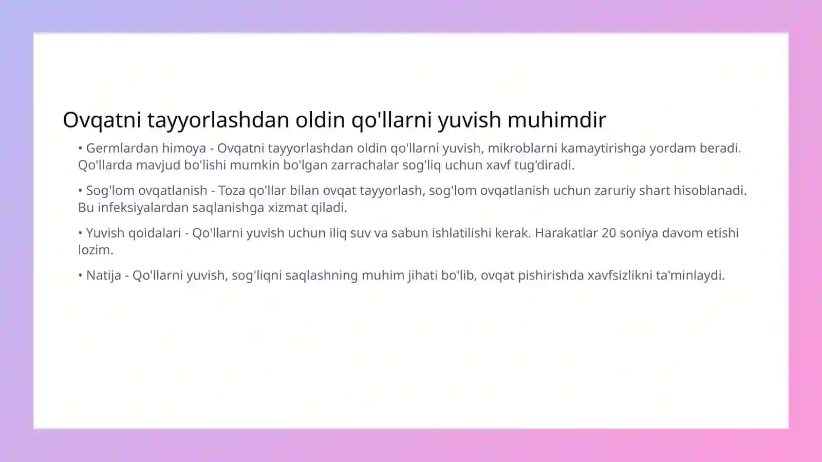 Ovqatdan zaharlanishlar va ularni oldini olish choralari 3