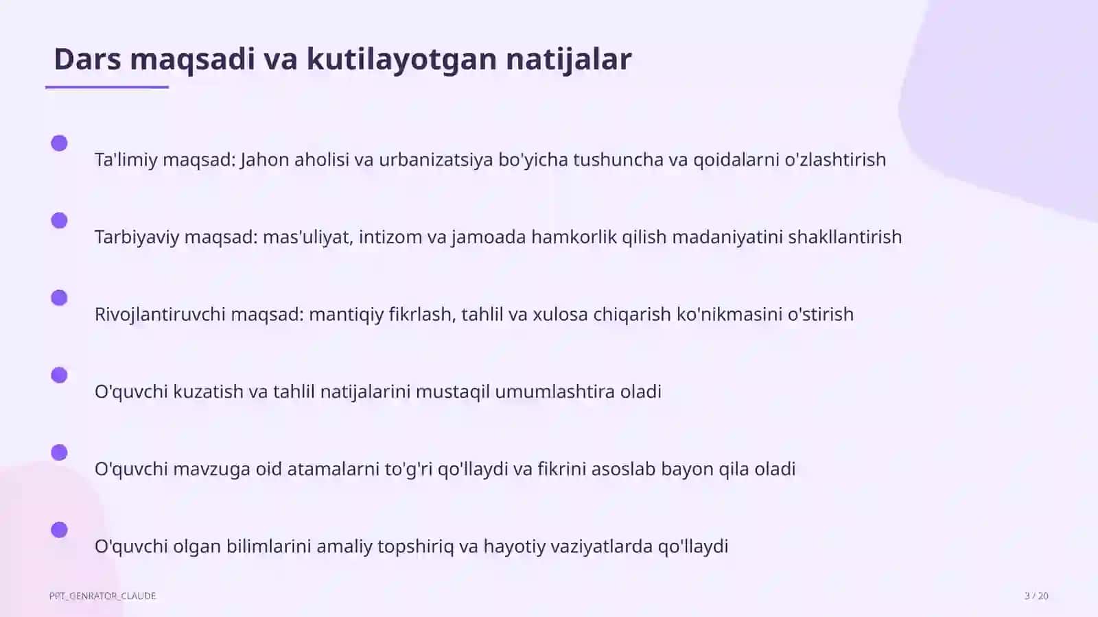 Jahon aholisi va urbanizatsiya (10-sinf) 3