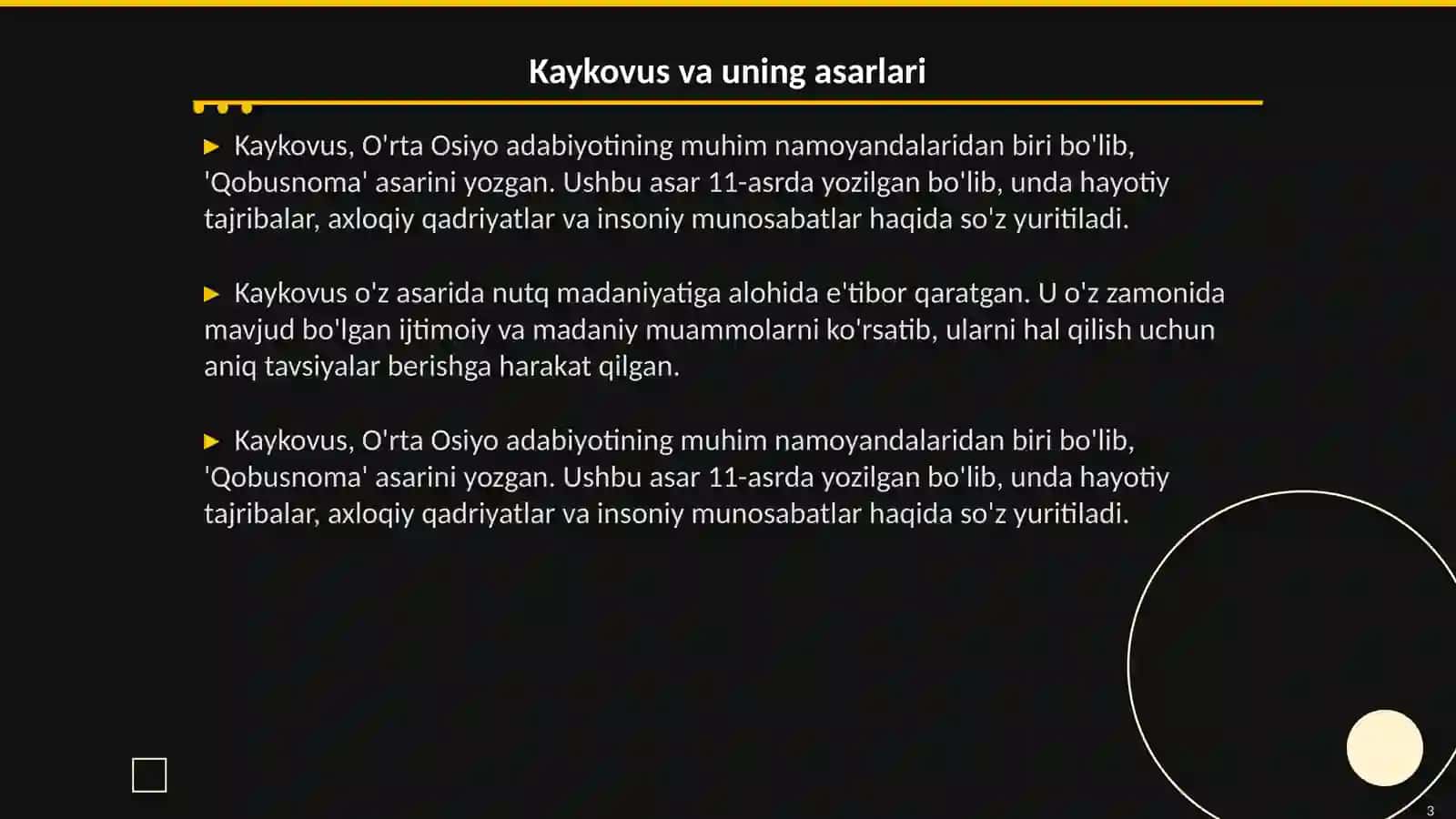 Kaykovusning nutq odobi haqidagi qarashlari 3