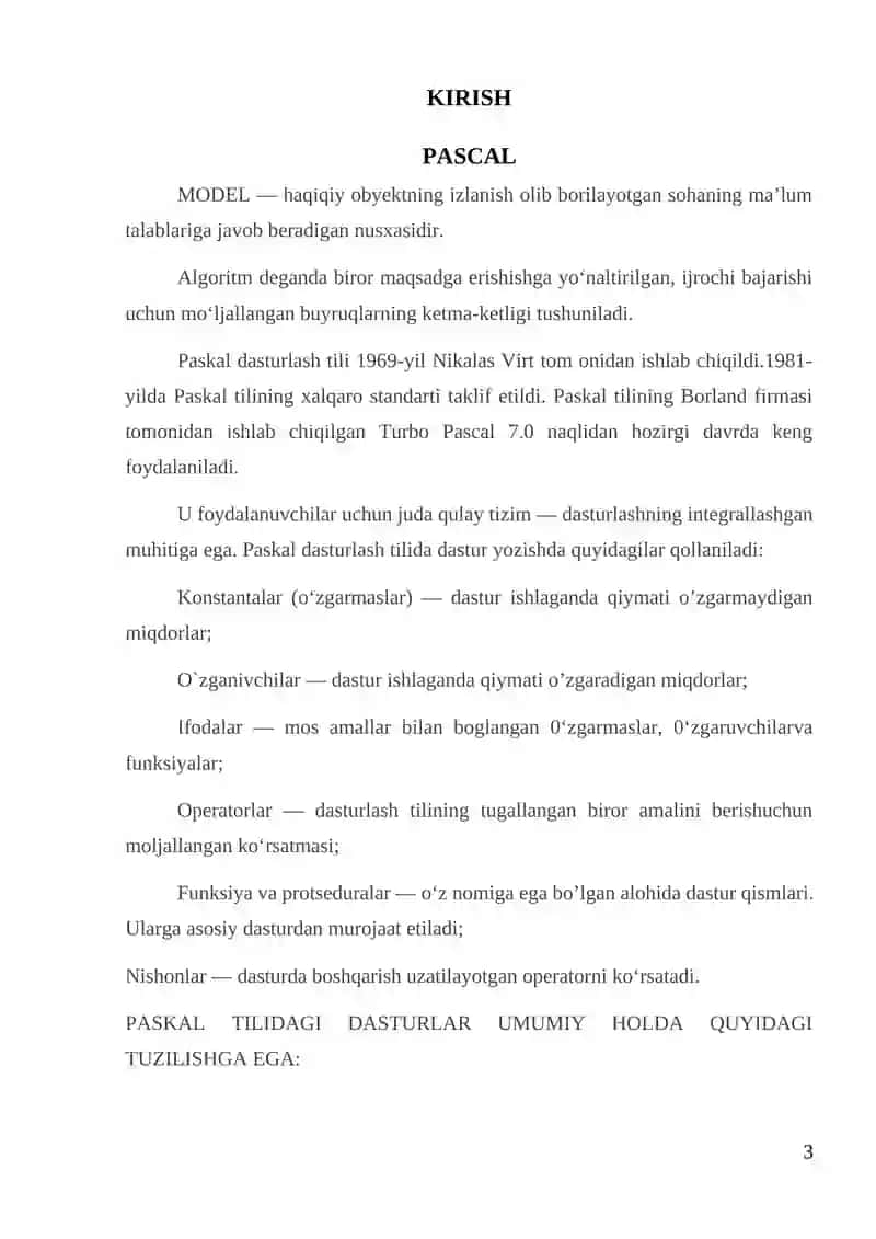 Paskal dasturlash tilida foydalanuvchi grafik interfeysi bilan ishlash 3
