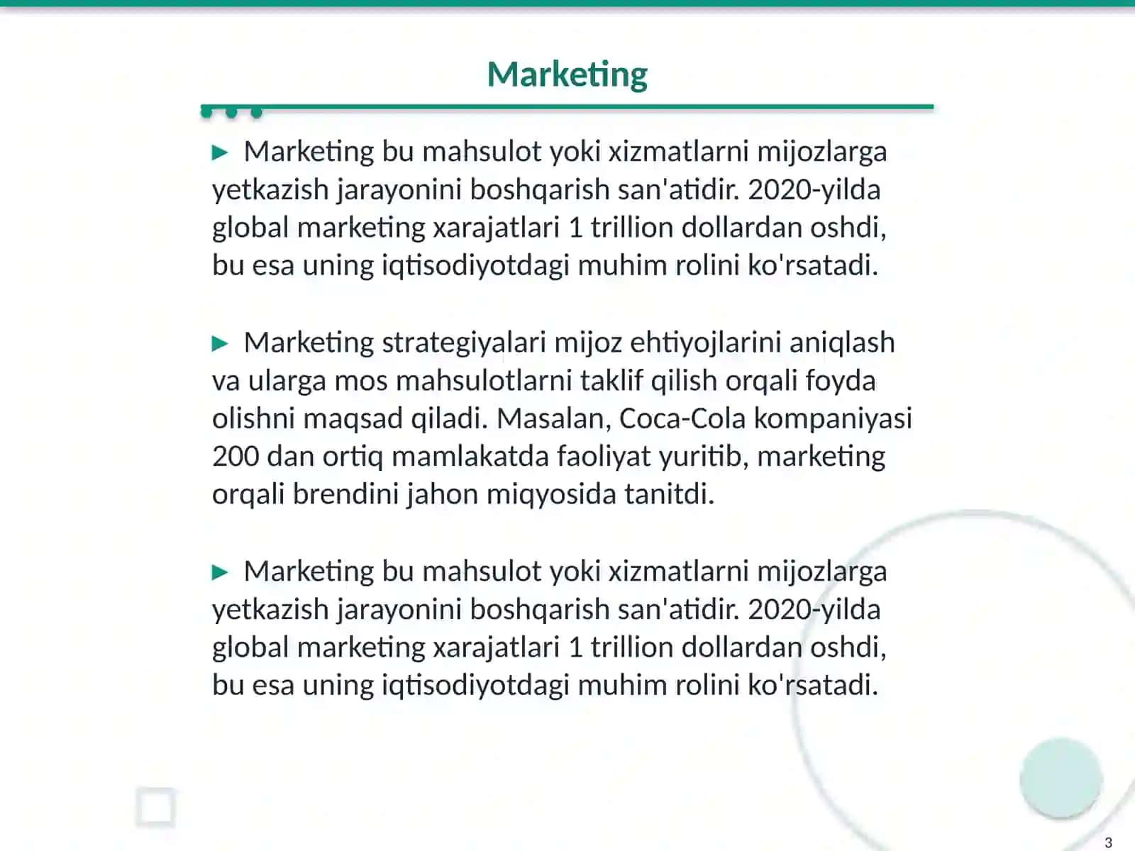 Marketing funksiyalari va tamoyillari 3
