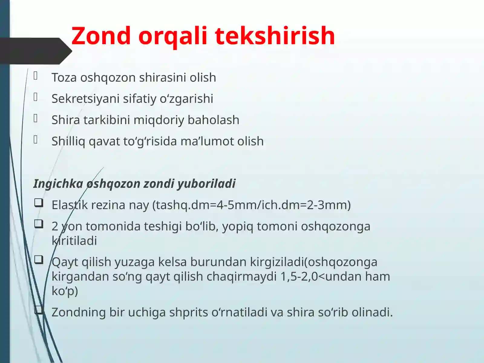 OSHQOZON Shirasini tekshirish 3