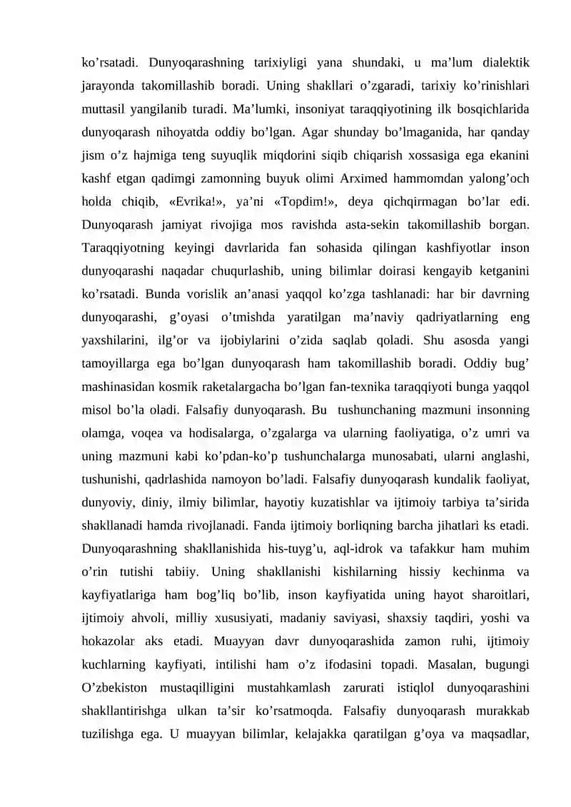 Dunyoqarash tushunchasi shakllari va vujudga kelishi 3