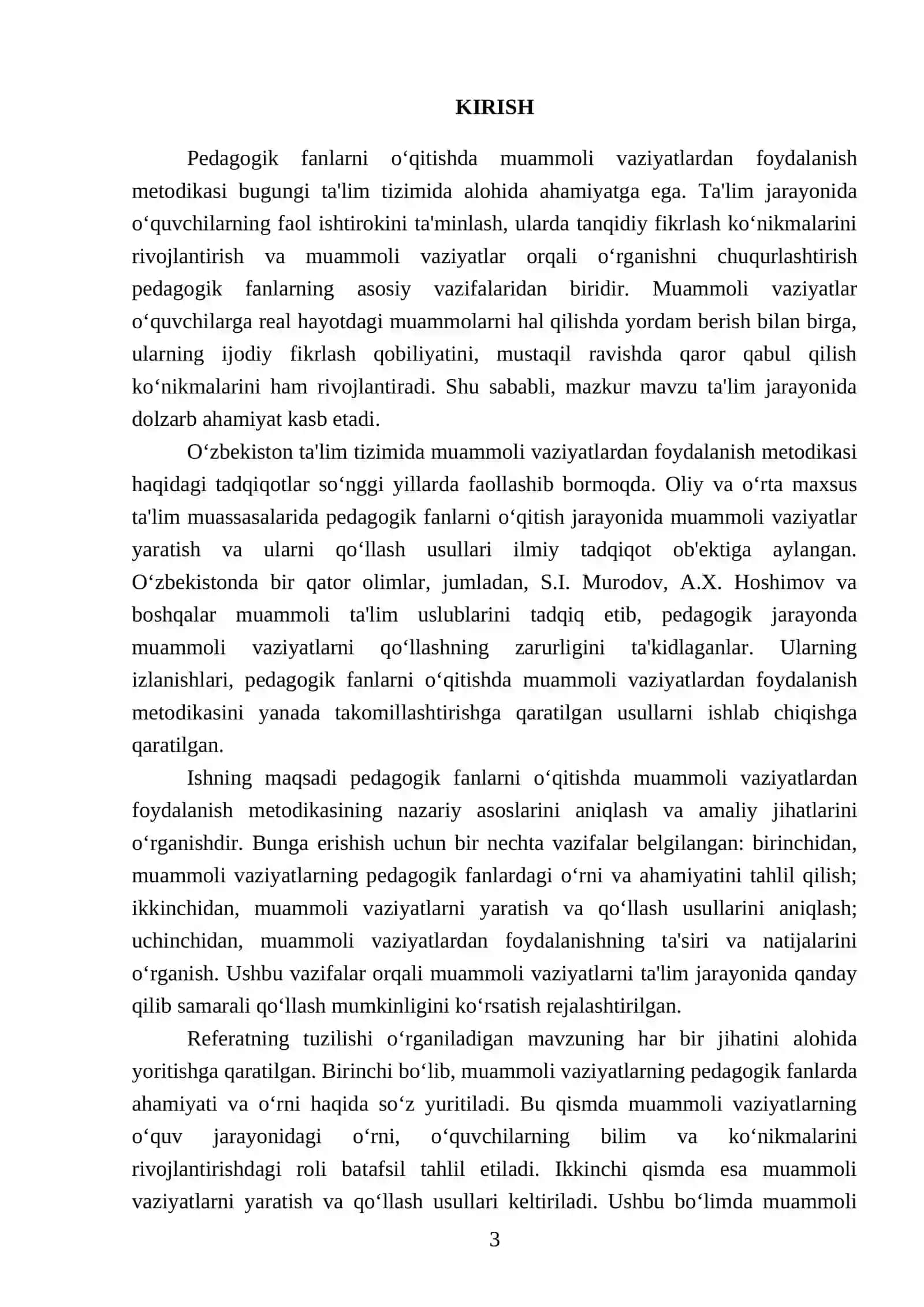 Pedagogik fanlarni oʻqitishda muammoli vaziyatlardan foydalanish metodikasi 3
