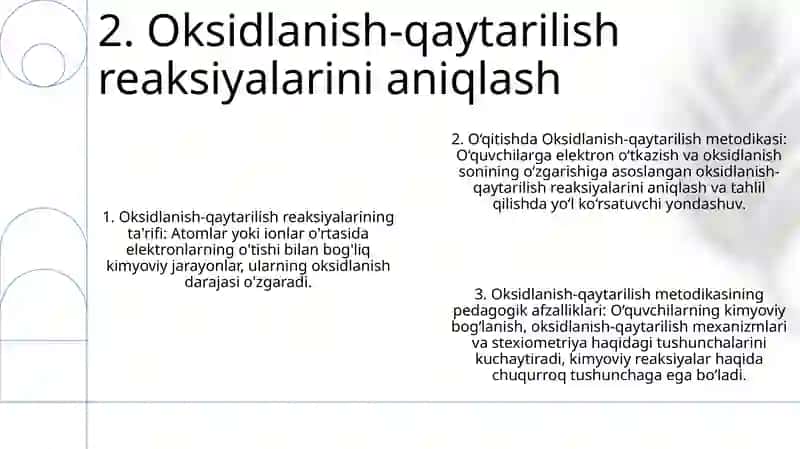 Oksidlanish Qaytarish Reaksiyalari O'Qitish Metodikasi 3