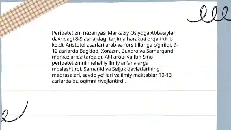 Markaziy Osiyoda peripatetizim anʼanalarining rivojlanishi 3