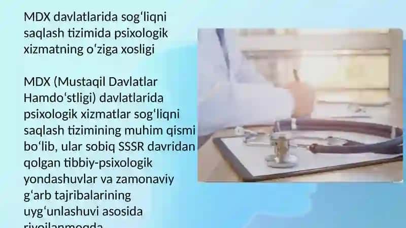 MDH davlatlardagi sogʻliqni saqlashdagi psixolog xizmatlarningva yevropa davlatlaridagi psixologiya 3