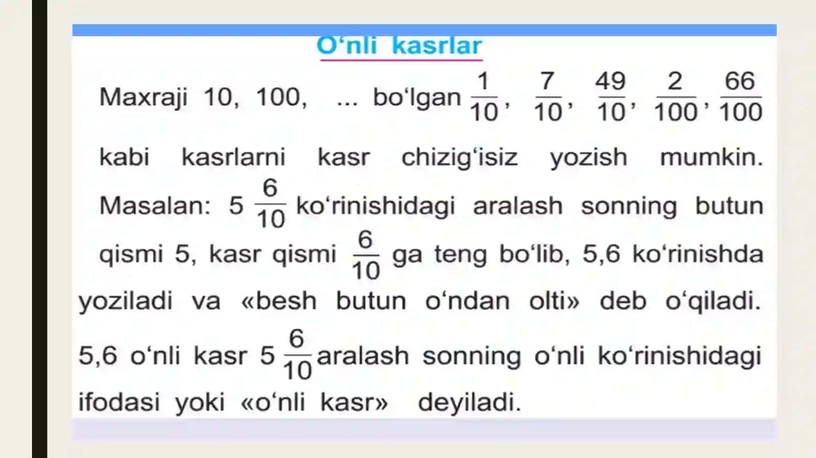 O‘nlikasrlar va ularustidaarifmetika mallarini bajarish algoritmi 3