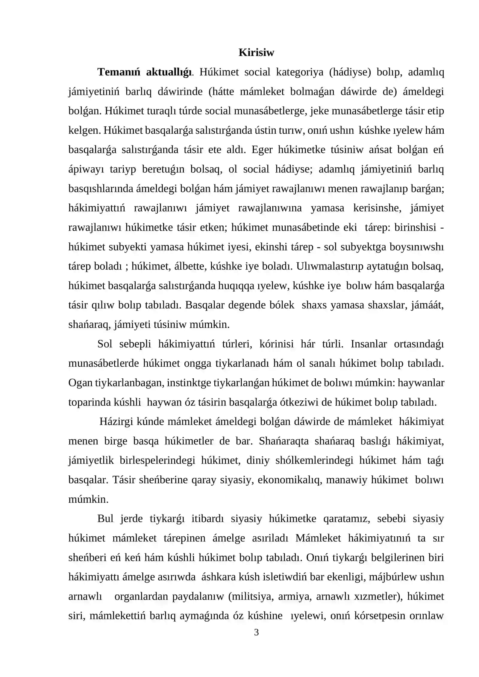 Ma’mleket ha’kimiyatinin’ sho’lkemlestiriwi 3