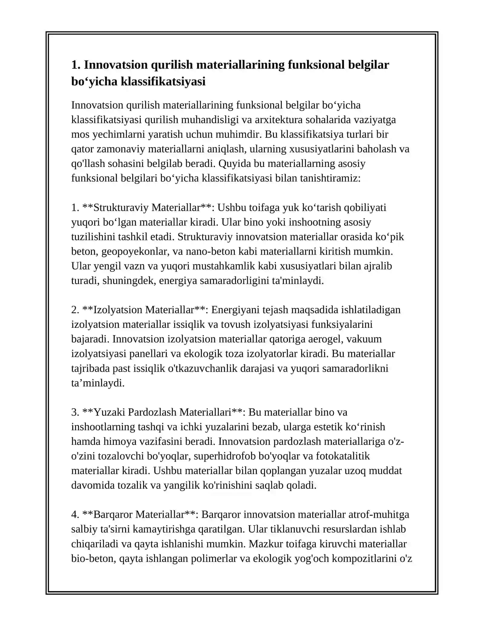 INNAVATSION QURILISH MATERIALLRINING KLASIFIKATSIYASI 3