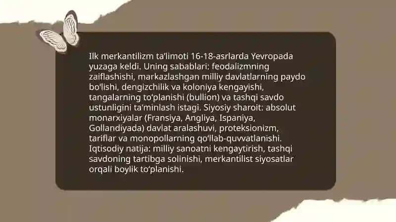 Ilk merkantilizm taʼlimoti va uning namoyondalari 3