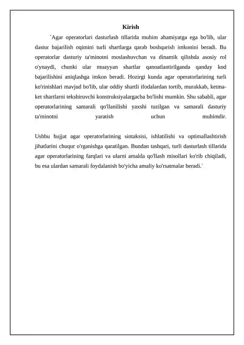 Agar operatorlari 3