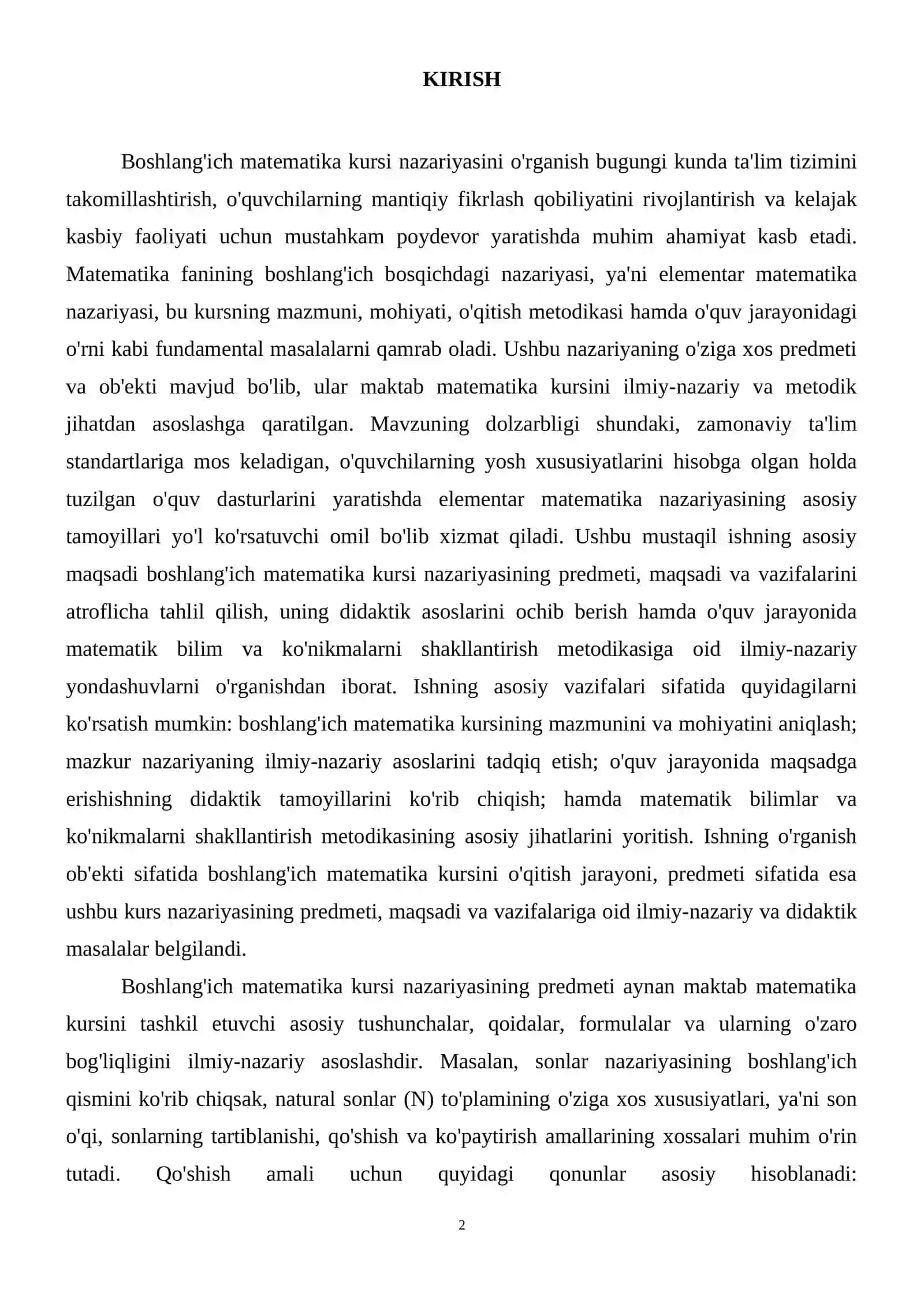 Boshlang'ich matematika kursi nazariyasining predmeti, maqsadi va vazifalari 3