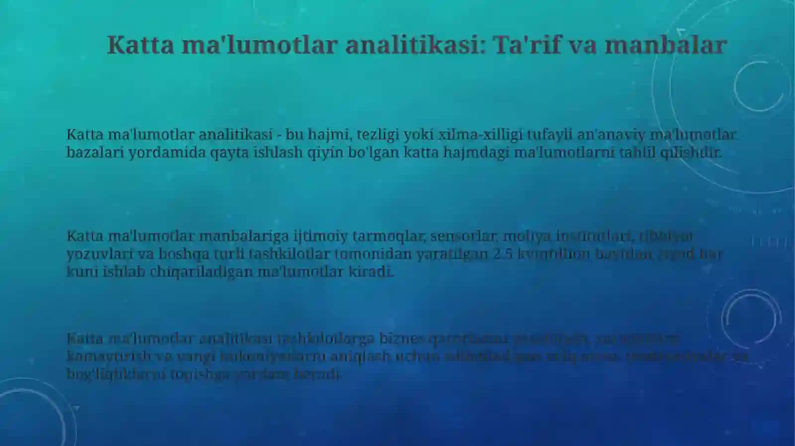 Katta ma'lumotlarni (Big Data) tahlil qilish texnologiyalari 3