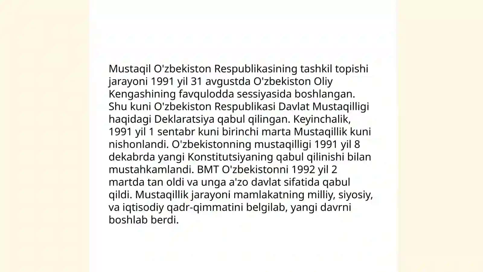 Mustaqil O'zbekiston Reapublikasining tashkil topishi va uning tarixiy ahamiyati 3