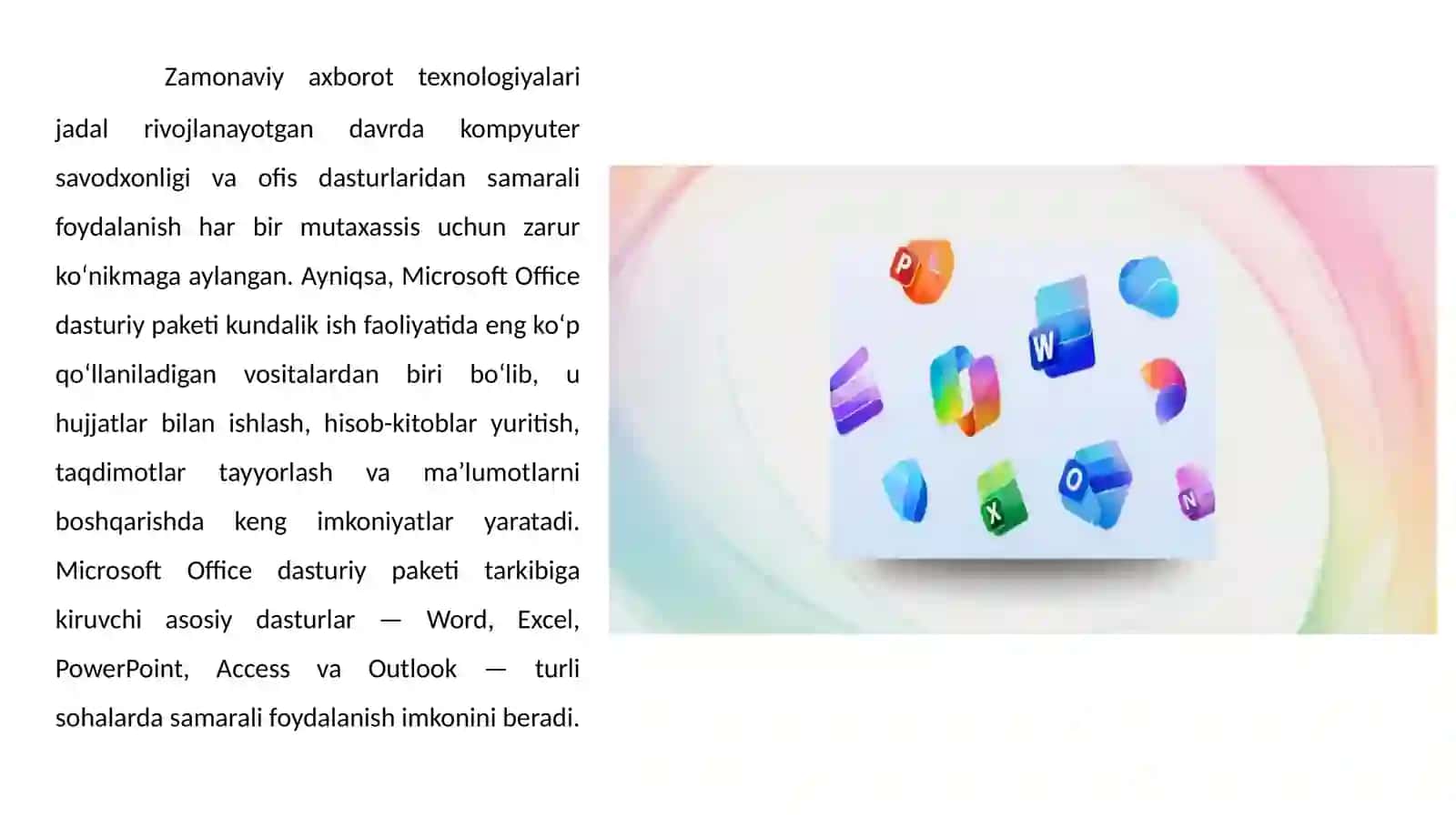 MICROSOFT OFFICE PAKET TARKIBI VA INTERFEYSI 3