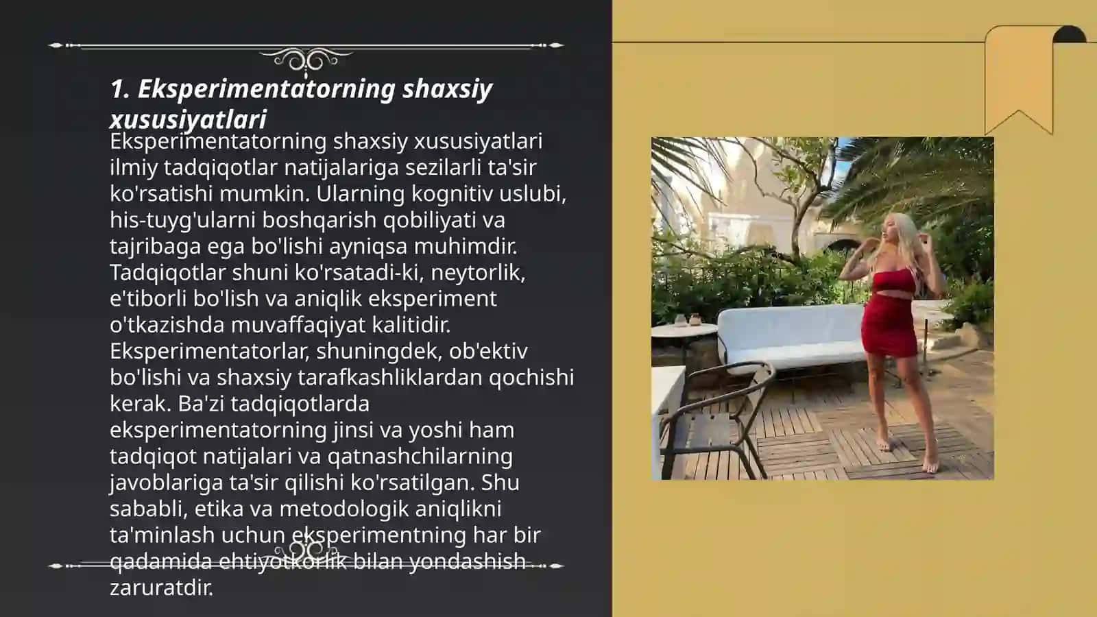 Eksperimental muomala eksperimentator va uning shaxsiy faoliyati 3