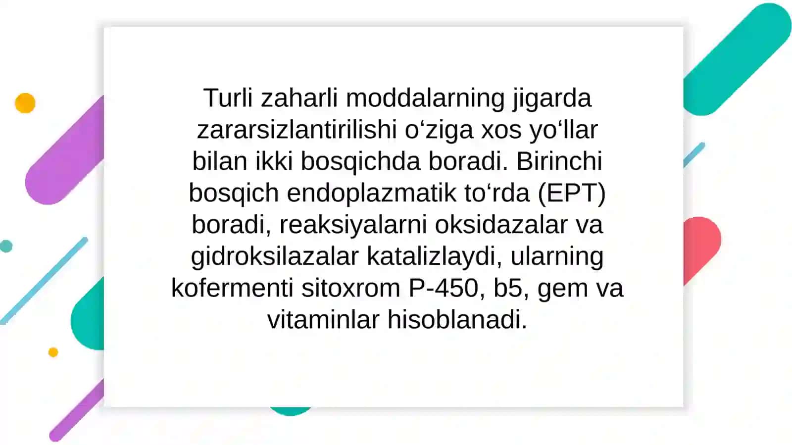 Jigarning zararsizlantirish funksiyasi va moddalar chiqarilishi 3