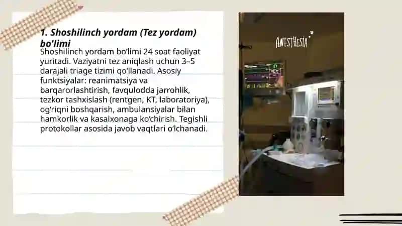 Shoshilinch yordam (Tez yordam) bo'limi 3