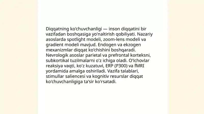 Diqqatning ko'chuvchanligi va taqsimlanishini o'rganish 3