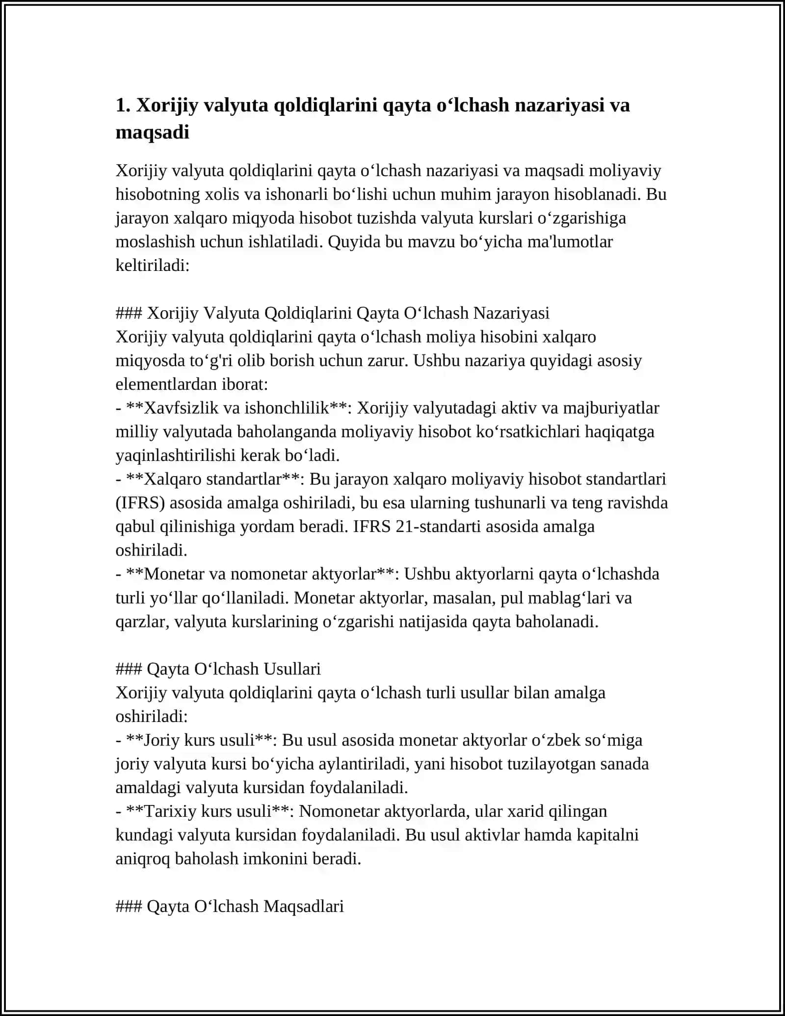 XORIJIY VALYUTA QOLDIQLARINI QAYTA O'LCHASH 3
