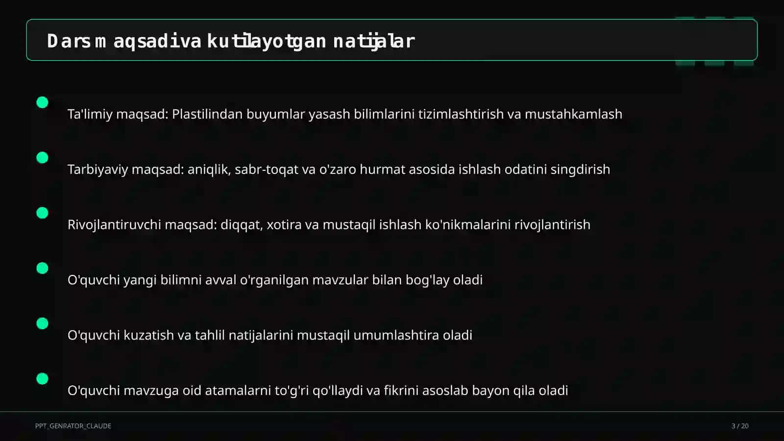 Plastilindan buyumlar yasash (1-sinf) 3
