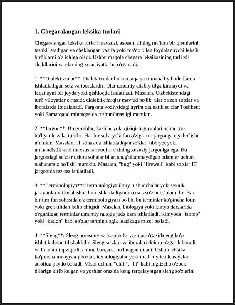 Chegaralangan leksika turlari 3