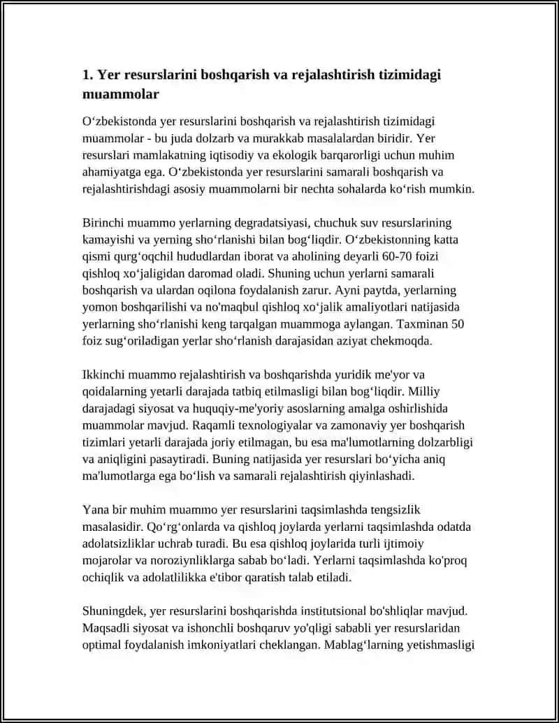 OʻZBEKISTONNING YER RESURSLARIDAN FOYDALANISH MUAMMOLARI 3