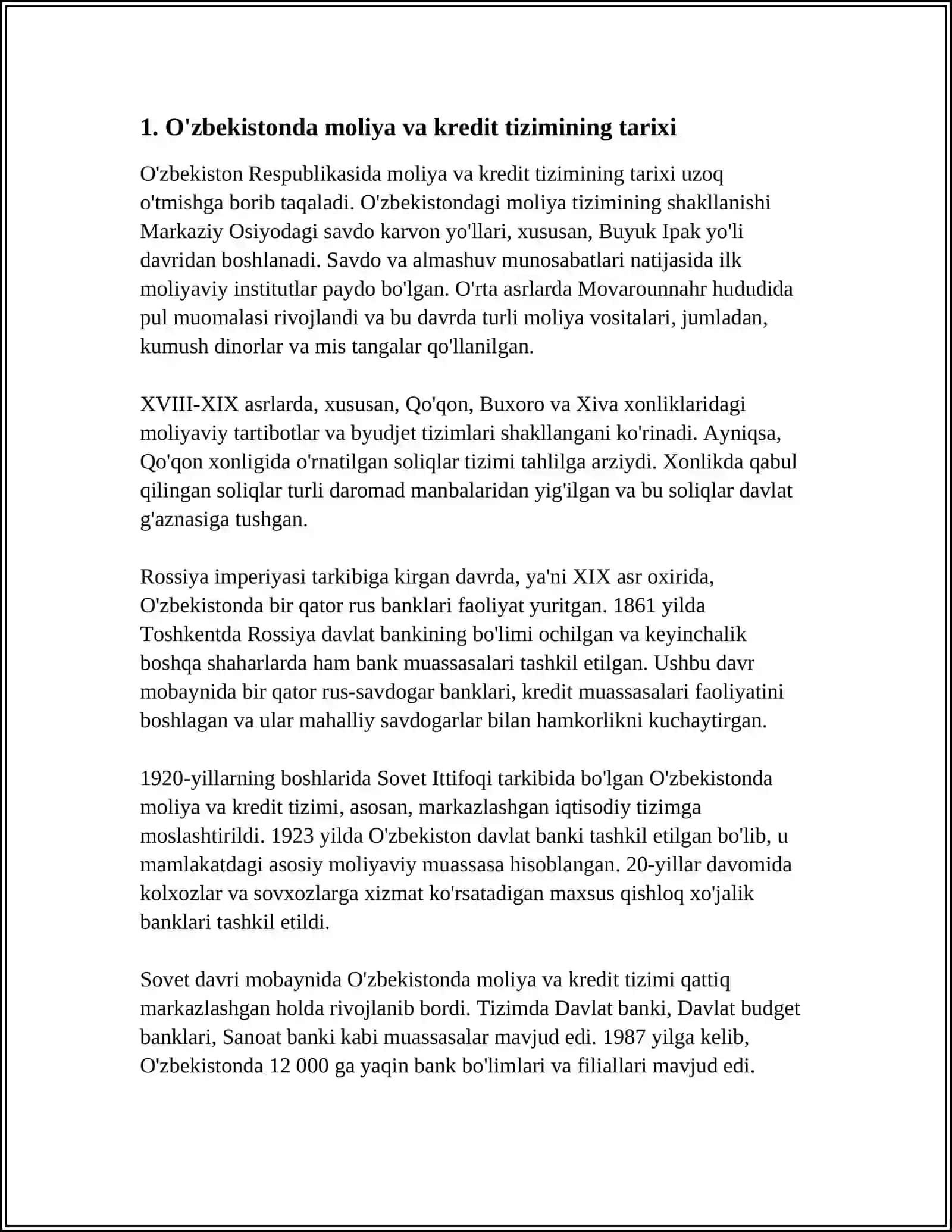 O'ZBEKISTONDA MOLIYA KREDIT TIZIMI 3