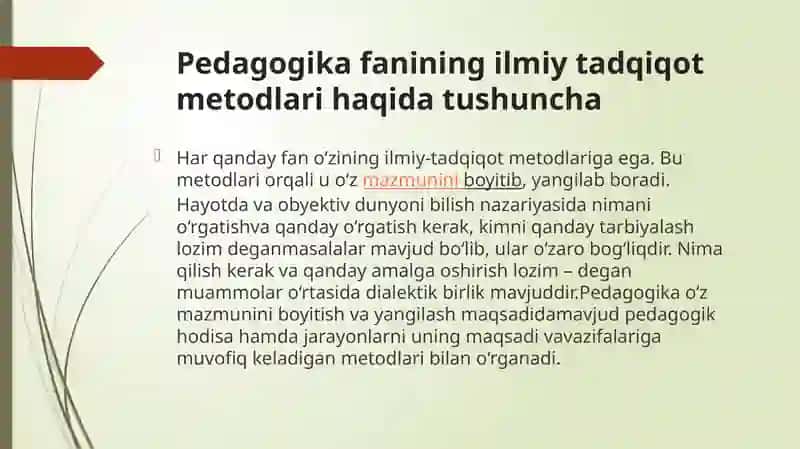 Pedagogikafanining ilmiy-tadqiqot metodlari 3