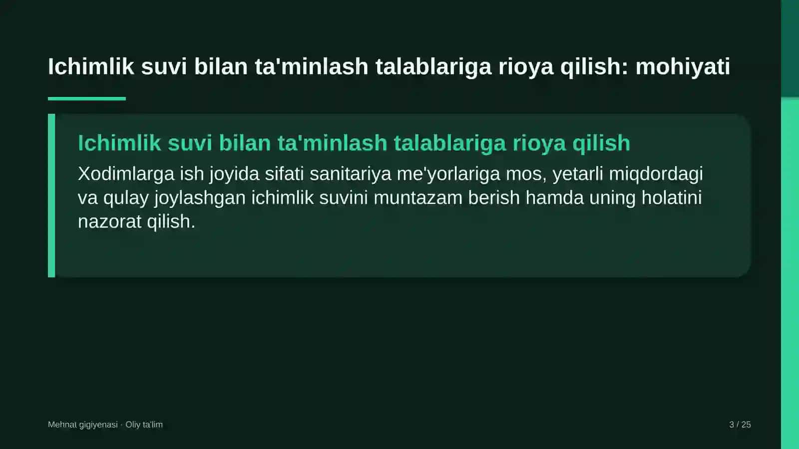 elektr tarmoqlari korxonalarida ichimlik suvi bilan ta'minlash talablariga rioya qilish 3518 3