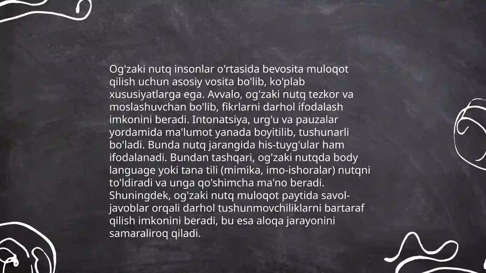 Oğzaki va yozma nutq.Yozish kónikmalarini baholovchi test topshiriqlari bilan ishlash 3