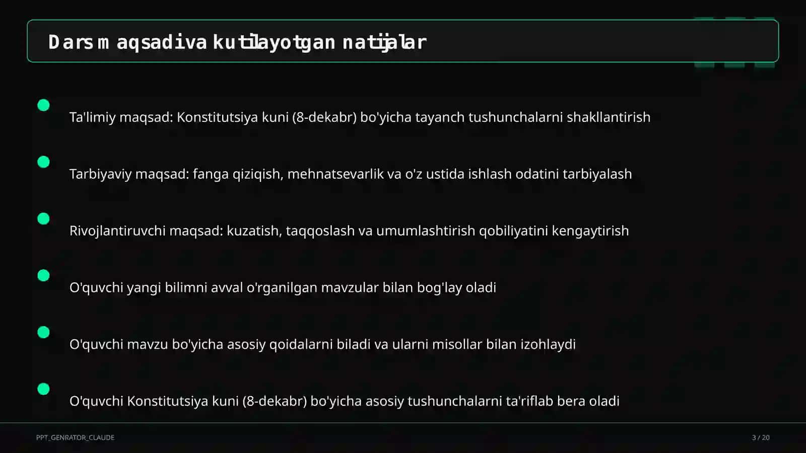 Dars rejasi 3