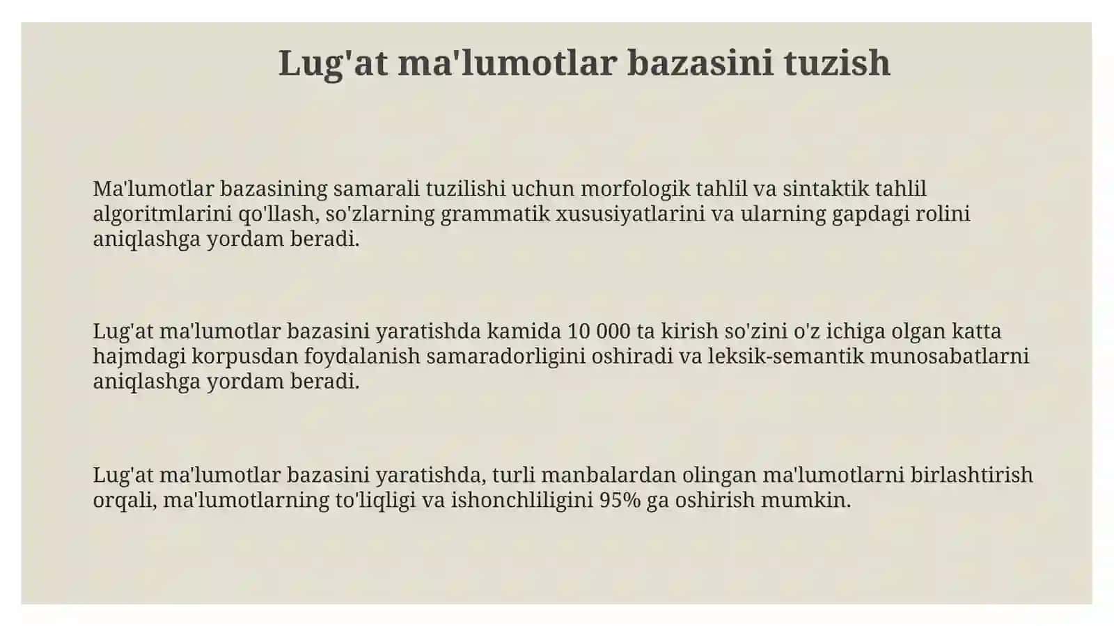 Unversal lug‘at. Leksikalogik parametrizatsiya 3
