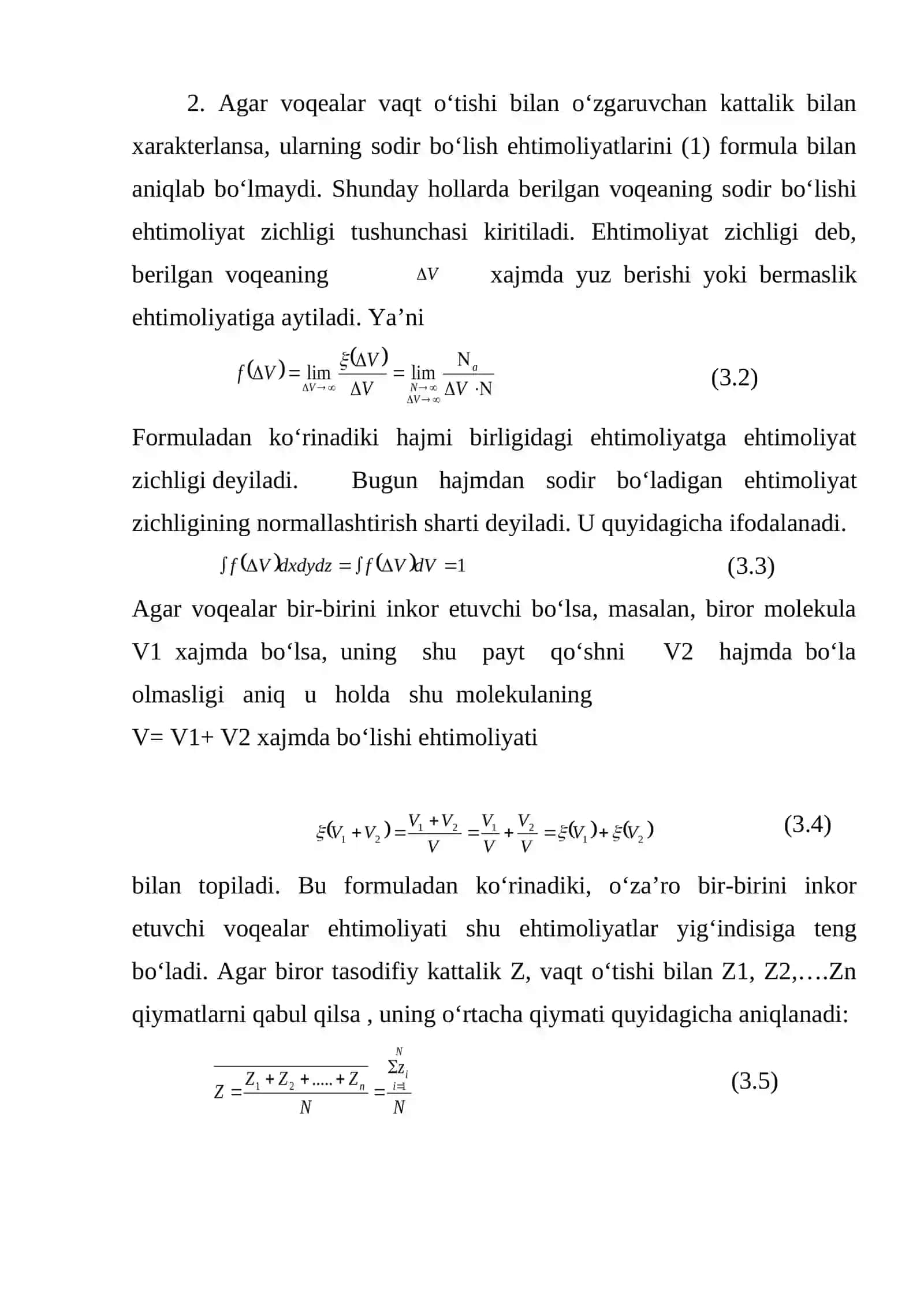 Ehtimollar nazariyasi elementlarini molekulyar fizikada qo‘llanilishi 3