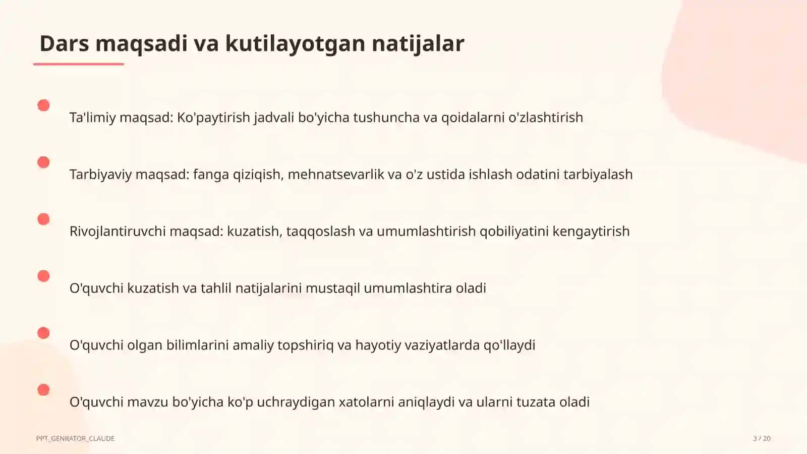 Ko'paytirish jadvali (2-sinf) 3